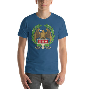 Steel Blue / S USA Eagle Illustration Short-Sleeve Unisex T-Shirt by Design Express