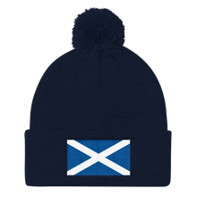 Navy Scotland Flag "Solo" Pom Pom Knit Cap by Design Express