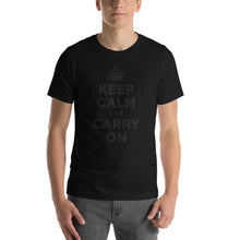 Black / XS Keep Calm and Carry On (Black) Short-Sleeve Unisex T-Shirt by Design Express