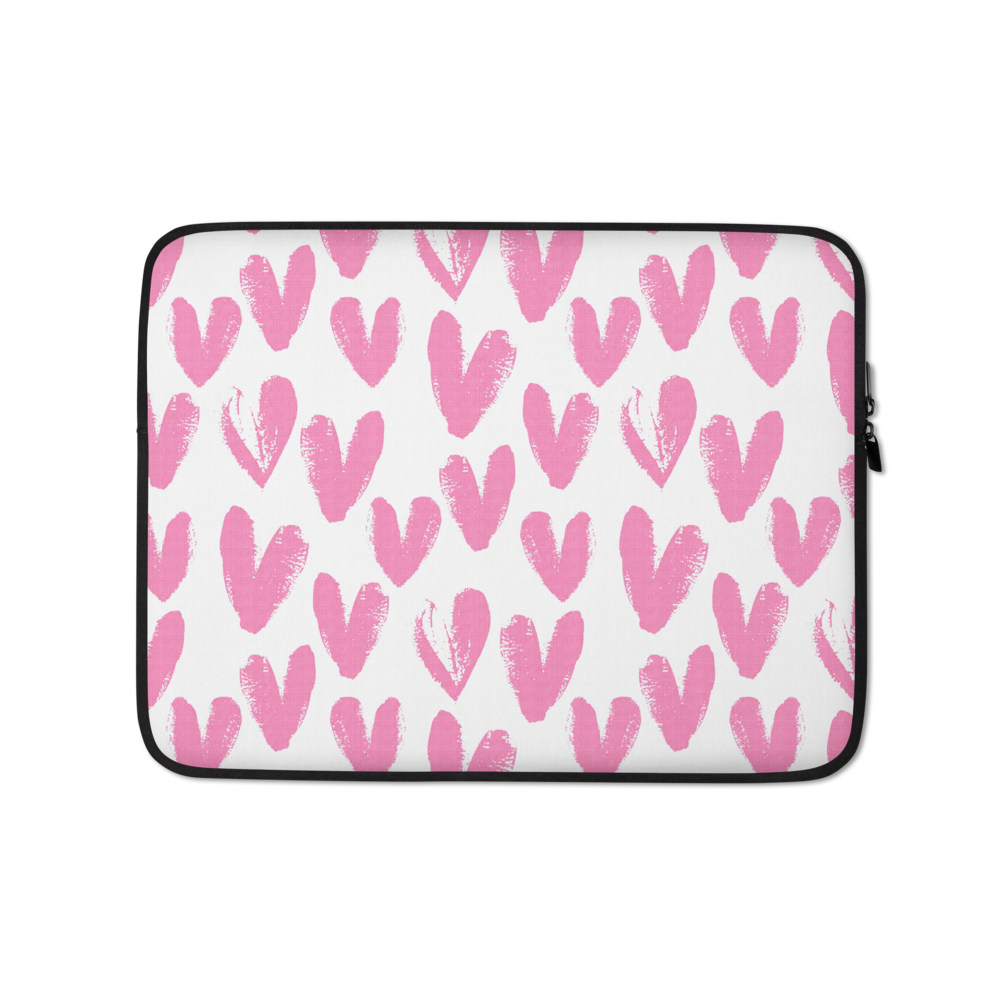 13 in Pink Heart Pattern Laptop Sleeve by Design Express