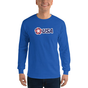 Royal / S USA "Rosette" Long Sleeve T-Shirt by Design Express