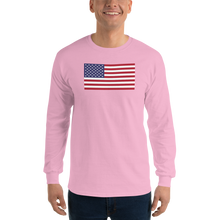 Light Pink / S United States Flag "Solo" Long Sleeve T-Shirt by Design Express