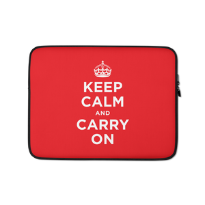 13 in Red Keep Calm and Carry On Laptop Sleeve by Design Express