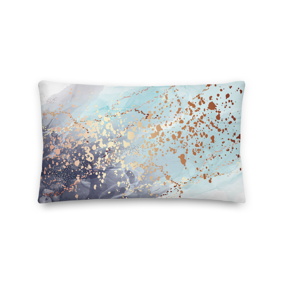 20×12 Soft Blue Gold Premium Pillow by Design Express