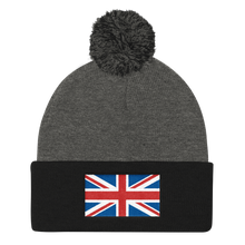 Dark Heather Grey/ Black United Kingdom Flag "Solo" Pom Pom Knit Cap by Design Express