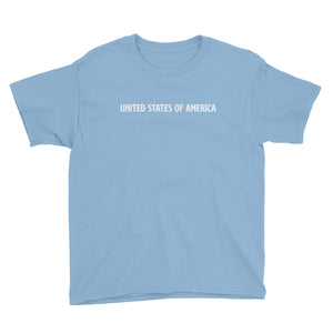 Light Blue / XS United States Of America Eagle Illustration Reverse Backside Youth Short Sleeve T-Shirt by Design Express