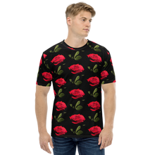 XS Red Rose on Black Men's T-shirt by Design Express