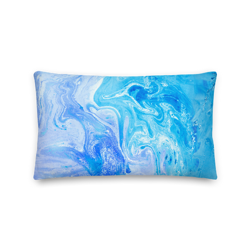 Default Title Blue Watercolor Marble Rectangle Premium Pillow by Design Express