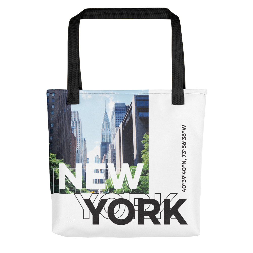 Default Title New York Coordinates White Tote Bag by Design Express