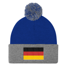 Royal/ Heather Grey Germany Flag Pom Pom Knit Cap by Design Express