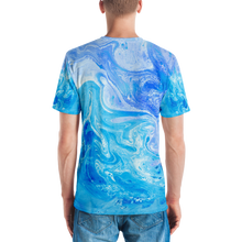 Blue Watercolor Marble Men's T-shirt by Design Express