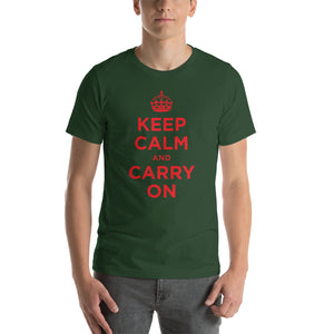 Forest / S Keep Calm and Carry On (Red) Short-Sleeve Unisex T-Shirt by Design Express