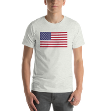 Ash / S United States Flag "Solo" Short-Sleeve Unisex T-Shirt by Design Express