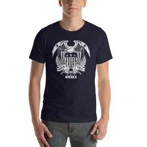 Navy / XS United States Of America Eagle Illustration Reverse Short-Sleeve Unisex T-Shirt by Design Express