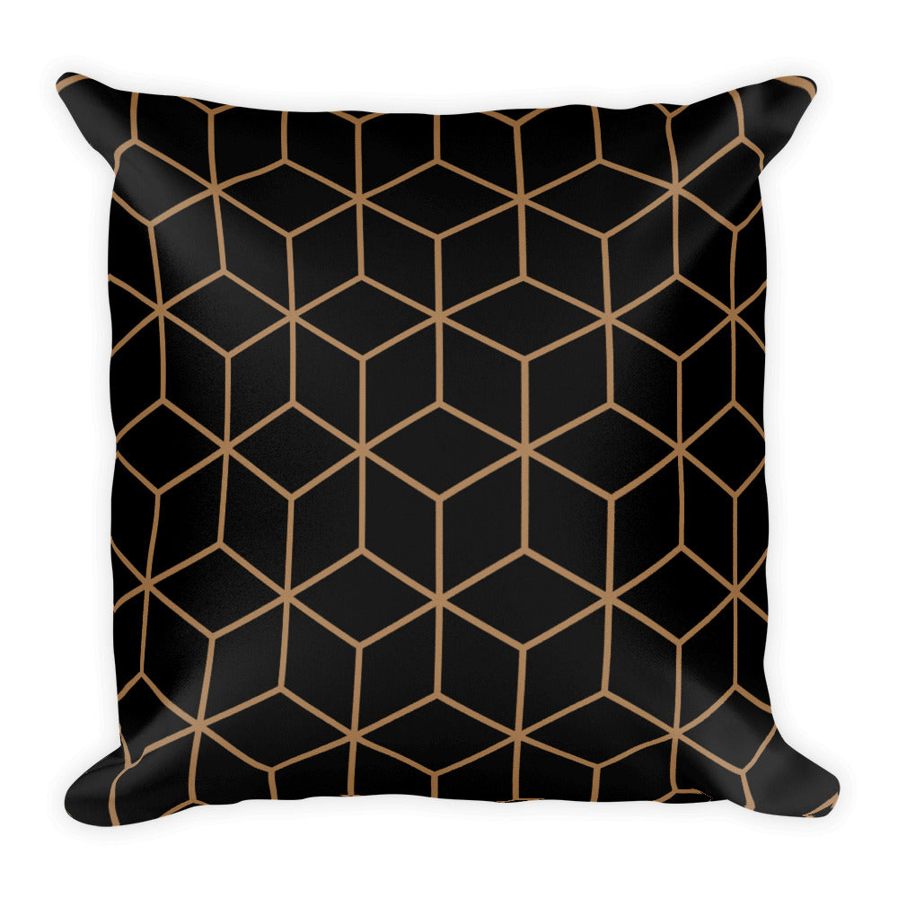 Default Title Diamonds Black Gold Square Premium Pillow by Design Express