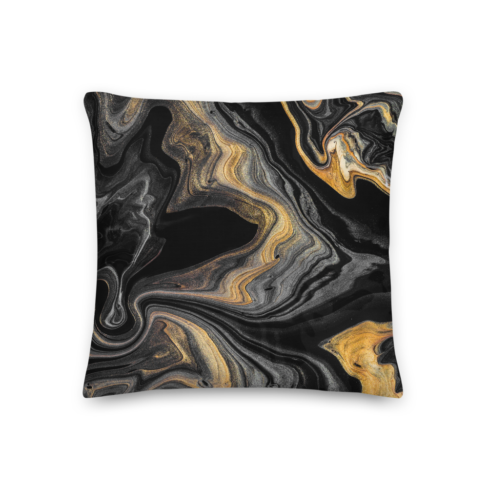 18×18 Black Marble Square Premium Pillow by Design Express