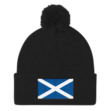Black Scotland Flag "Solo" Pom Pom Knit Cap by Design Express
