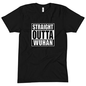 S Straight Outta Wuhan Unisex Crew Neck Black T-Shirt (100% Made in the USA 🇺🇸) by Design Express