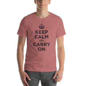 Mauve / S Keep Calm and Carry On (Black) Short-Sleeve Unisex T-Shirt by Design Express