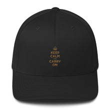 Black / S/M Keep Calm and Carry On (Gold) Structured Twill Cap by Design Express