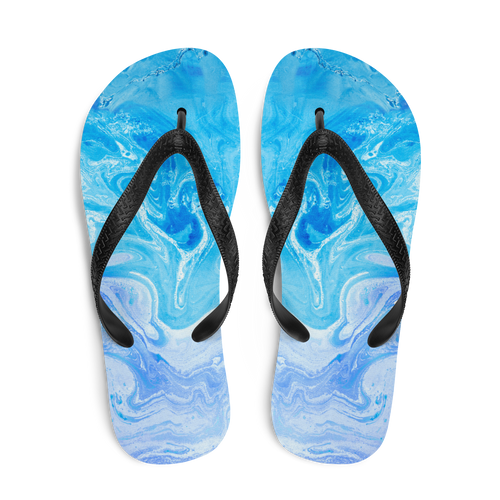 Blue Watercolor Marble Flip-Flops by Design Express