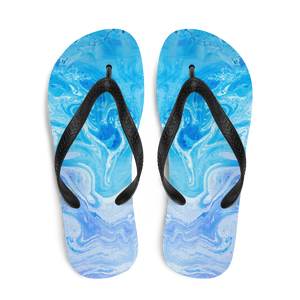 Blue Watercolor Marble Flip-Flops by Design Express