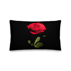 20×12 Red Rose on Black Premium Pillow by Design Express