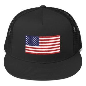 Black United States Flag "Solo" Trucker Cap by Design Express
