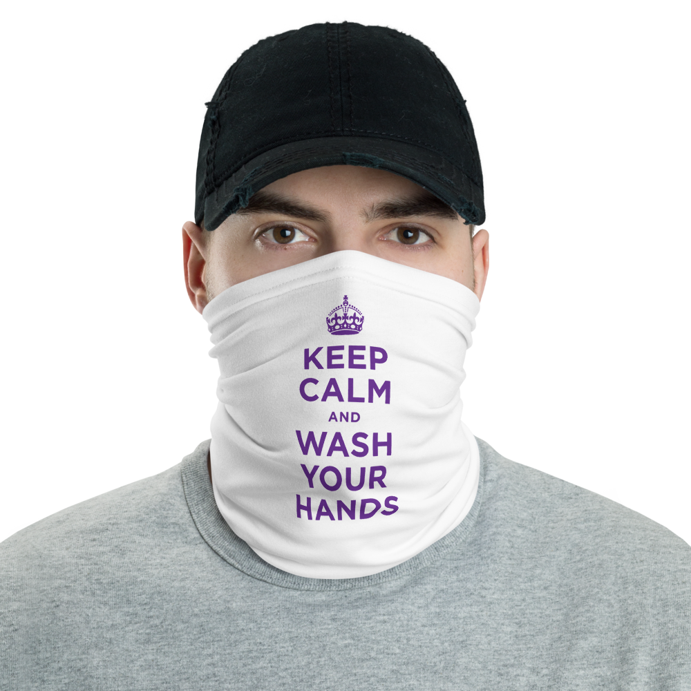 Default Title Purple Keep Calm and Wash Your Hands Neck Gaiter Masks by Design Express