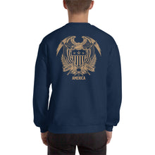 United States Of America Eagle Illustration Reverse Gold Backside Sweatshirt by Design Express