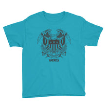 Caribbean Blue / XS United States Of America Eagle Illustration Youth Short Sleeve T-Shirt by Design Express