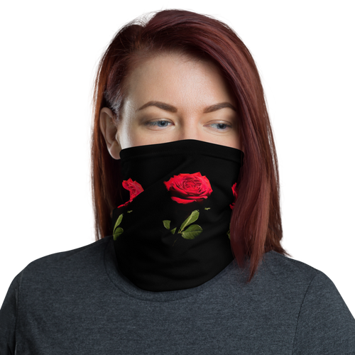 Default Title Red Rose on Black Neck Gaiter Masks by Design Express