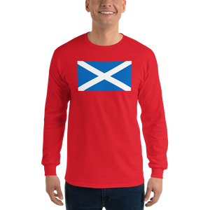 Red / S Scotland Flag "Solo" Long Sleeve T-Shirt by Design Express