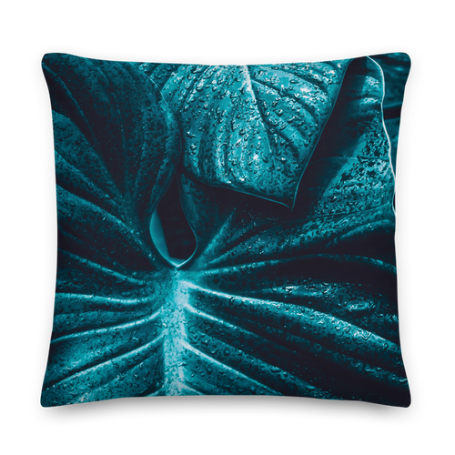 22×22 Turquoise Leaf Premium Pillow by Design Express