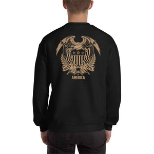 United States Of America Eagle Illustration Reverse Gold Backside Sweatshirt by Design Express