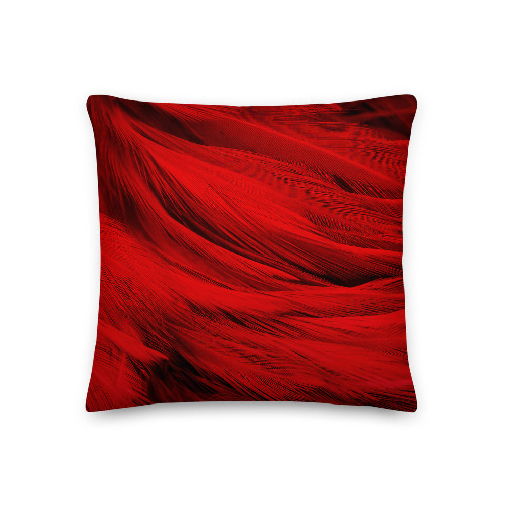 18×18 Red Feathers Square Premium Pillow by Design Express