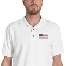White / S United States Flag "Solo" Embroidered Polo Shirt by Design Express