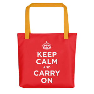 Yellow Keep Calm and Carry On (Red White) Tote bag Totes by Design Express