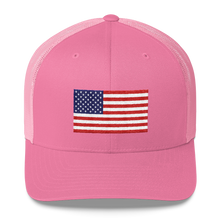 Pink United States Flag "Solo" Trucker Cap by Design Express
