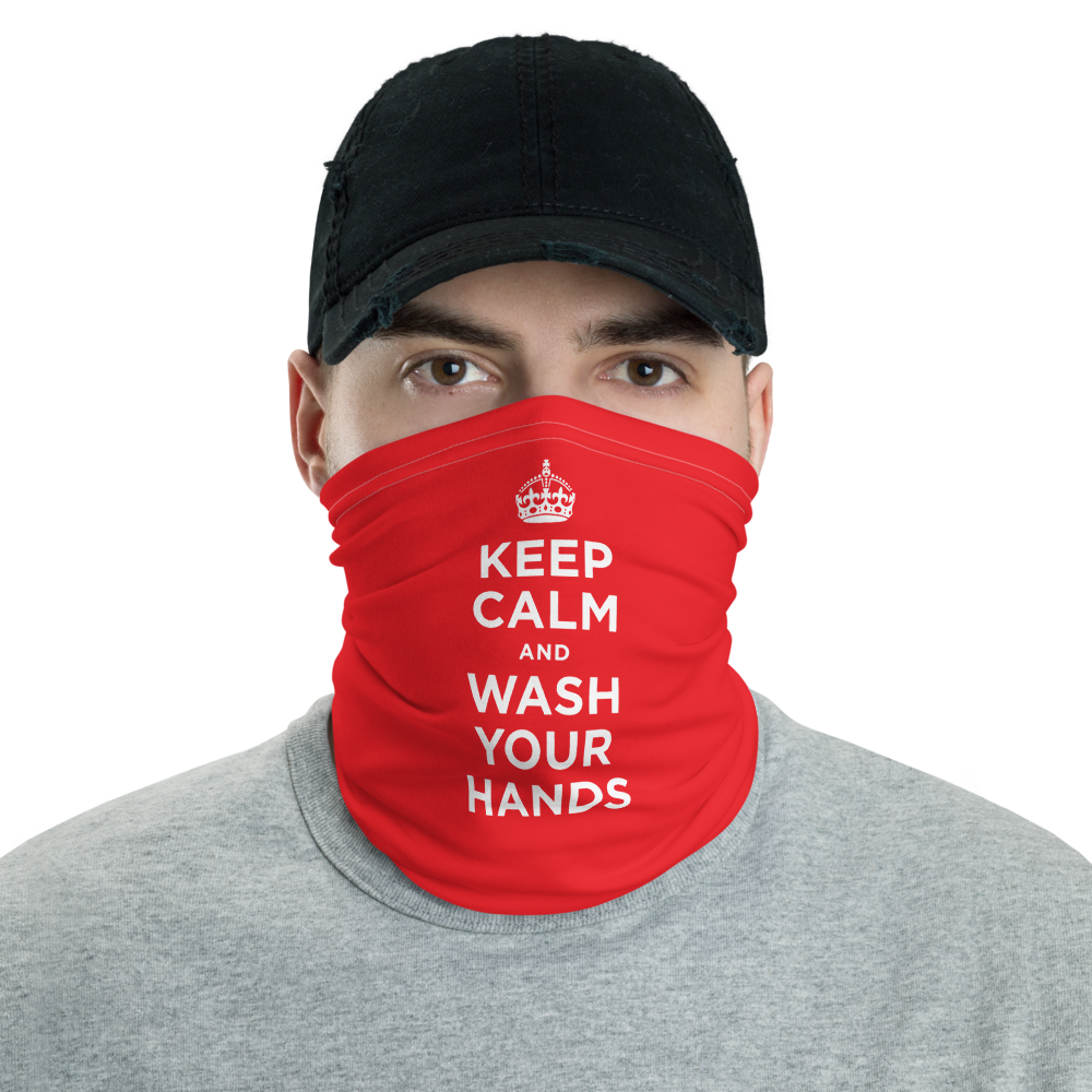 Default Title Red Keep Calm and Wash Your Hands Neck Gaiter Masks by Design Express