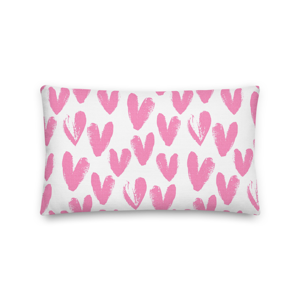 20×12 Pink Heart Pattern Premium Pillow by Design Express