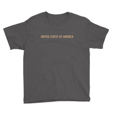 Charcoal / XS United States Of America Eagle Illustration Reverse Gold Backside Youth Short Sleeve T-Shirt by Design Express