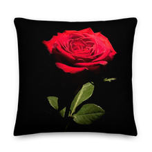 22×22 Red Rose on Black Premium Pillow by Design Express