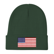 Dark green United States Flag "Solo" Knit Beanie by Design Express