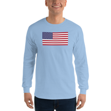 Light Blue / S United States Flag "Solo" Long Sleeve T-Shirt by Design Express