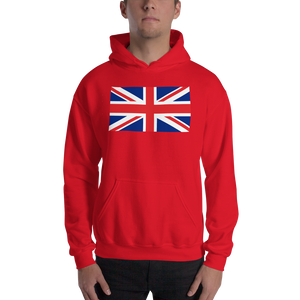Red / S United Kingdom Flag "Solo" Hooded Sweatshirt by Design Express