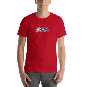 Red / S USA "Rosette" Short-Sleeve Unisex T-Shirt by Design Express
