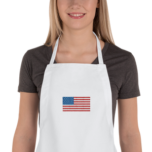 White United States Flag "Solo" Embroidered Apron by Design Express