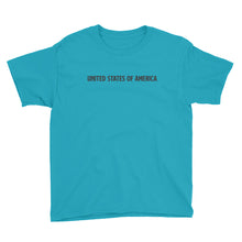 Caribbean Blue / XS United States Of America Eagle Illustration Backside Youth Short Sleeve T-Shirt by Design Express