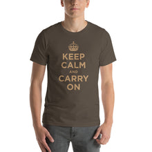Army / S Keep Calm and Carry On (Gold) Short-Sleeve Unisex T-Shirt by Design Express